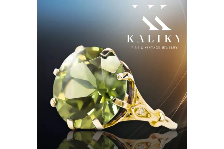 14 Karat Gelbgold Gelber Peridot Ring Vintage vrc073y